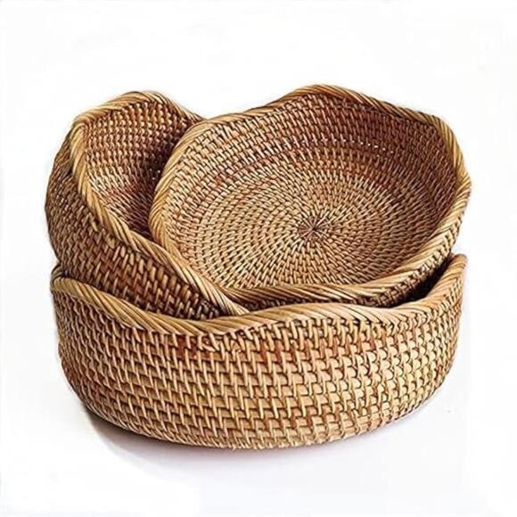 Bread Basket, Round Fruit Baskets, Wicker Storage Bowls - Picture 8 of 8